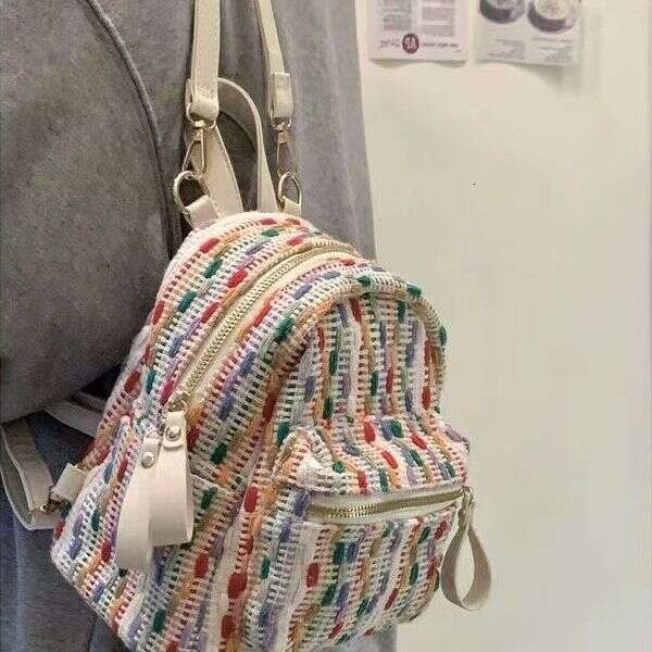 2025S Designer S New Model Rainbow Knitted Internet Red Spring Summer New High End Sense Small Crowd Travel Backpack Fashion Mini Bag