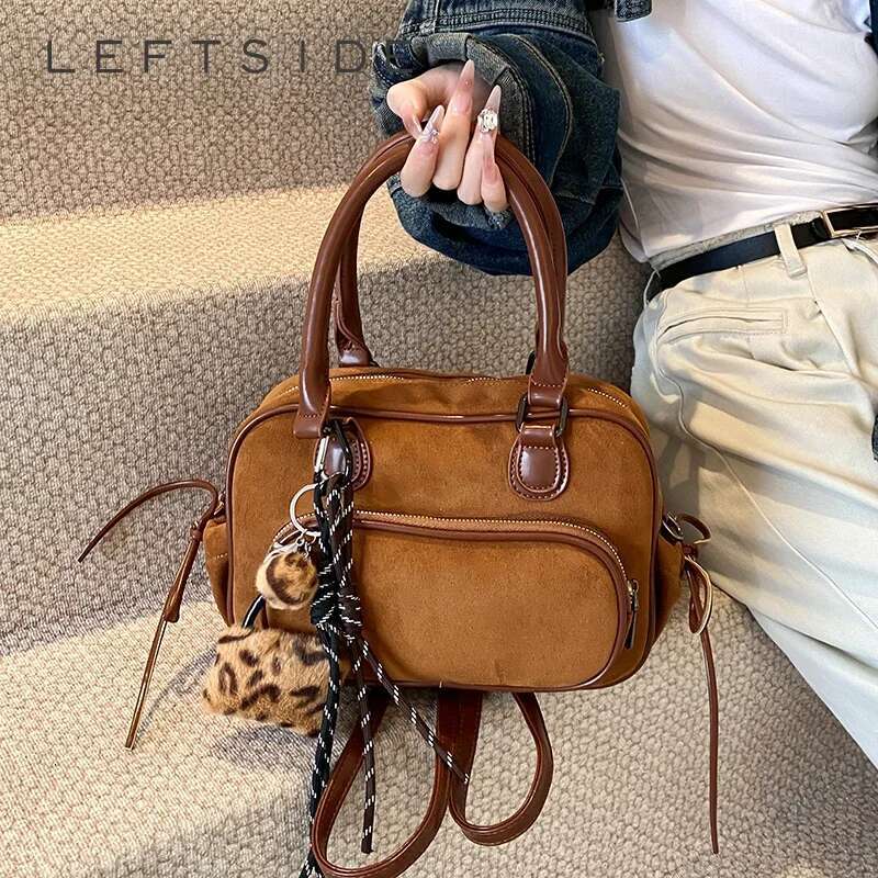 Ddmymarket Retro Small PU Leather Top-handle Bags for Women 2024 Winter Y2K New Fashion Crossbody Shoulder Bag Handbags