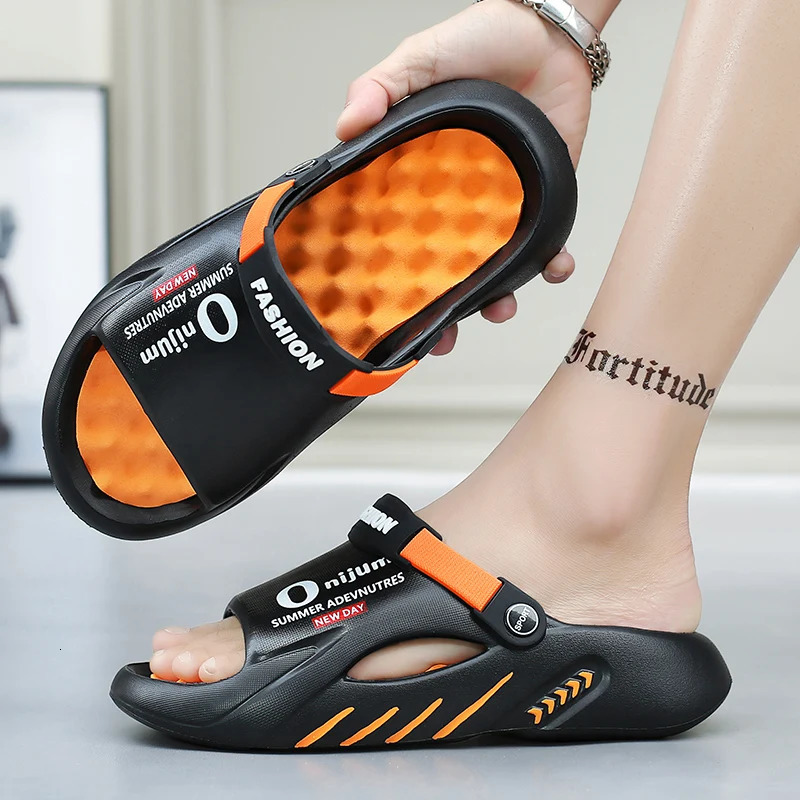 Mens Slide Summer Platform Slide EVA Soft Bottom Mens Shoes Indoor and Outdoor Walking Beach Shoes Flip Cover 250106