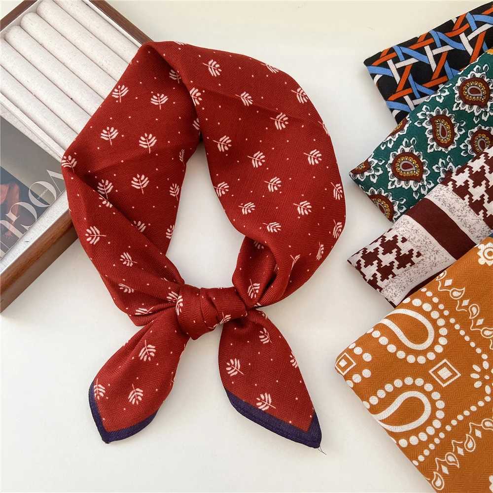 Retro Womens Neck Scarf Square Hair Scarf Foulard Headband Shawl Wrap Neck Headband Womens Headband W250107