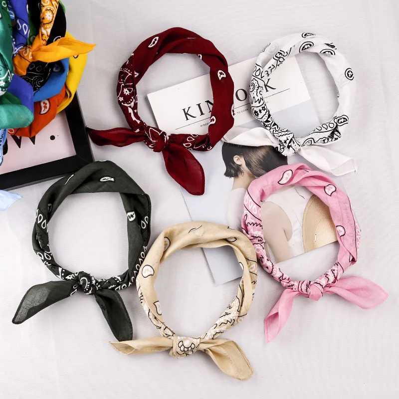 High quality 55x55cm bandana unisex hip-hop fashion headband with neck scarf wristband square scarf printed handle W250107