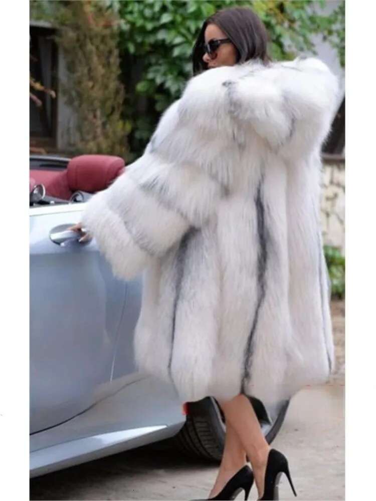 Winter Fashion Faux Fox Hooded Fur Women's Mid-Length Warm Loose Coat For Woman S-Xxxxl