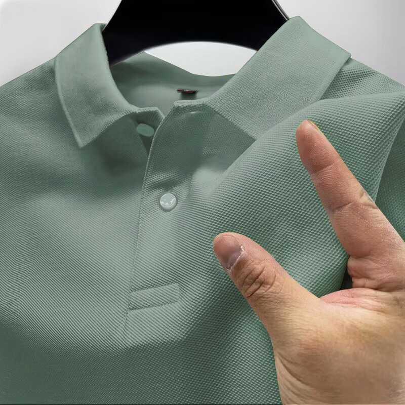Mens polo shirt T-shirt short sleeved summer solid color high-end business casual lapel mens half sleeved T-shirt mens