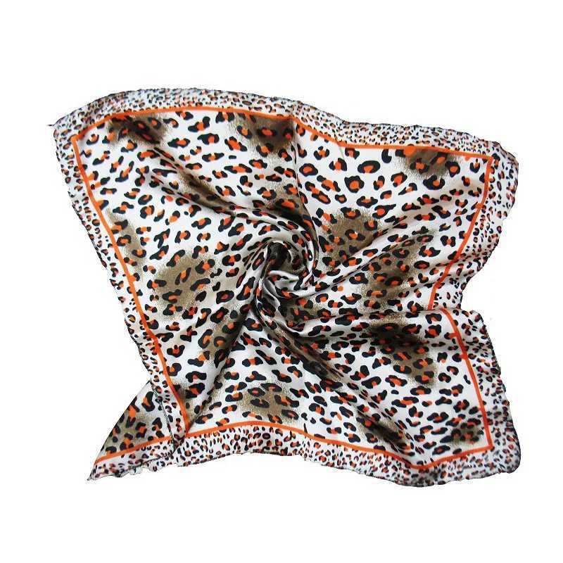 Square scarf hair tie fashionable Korean printed animal leopard commercial small neck satin scarf W250107