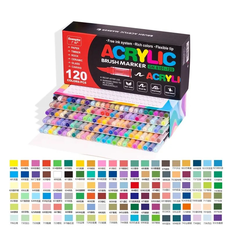120 color acrylic paint pen brush marker pen stone paint pen glass wood canvas DIY art production professional 250106