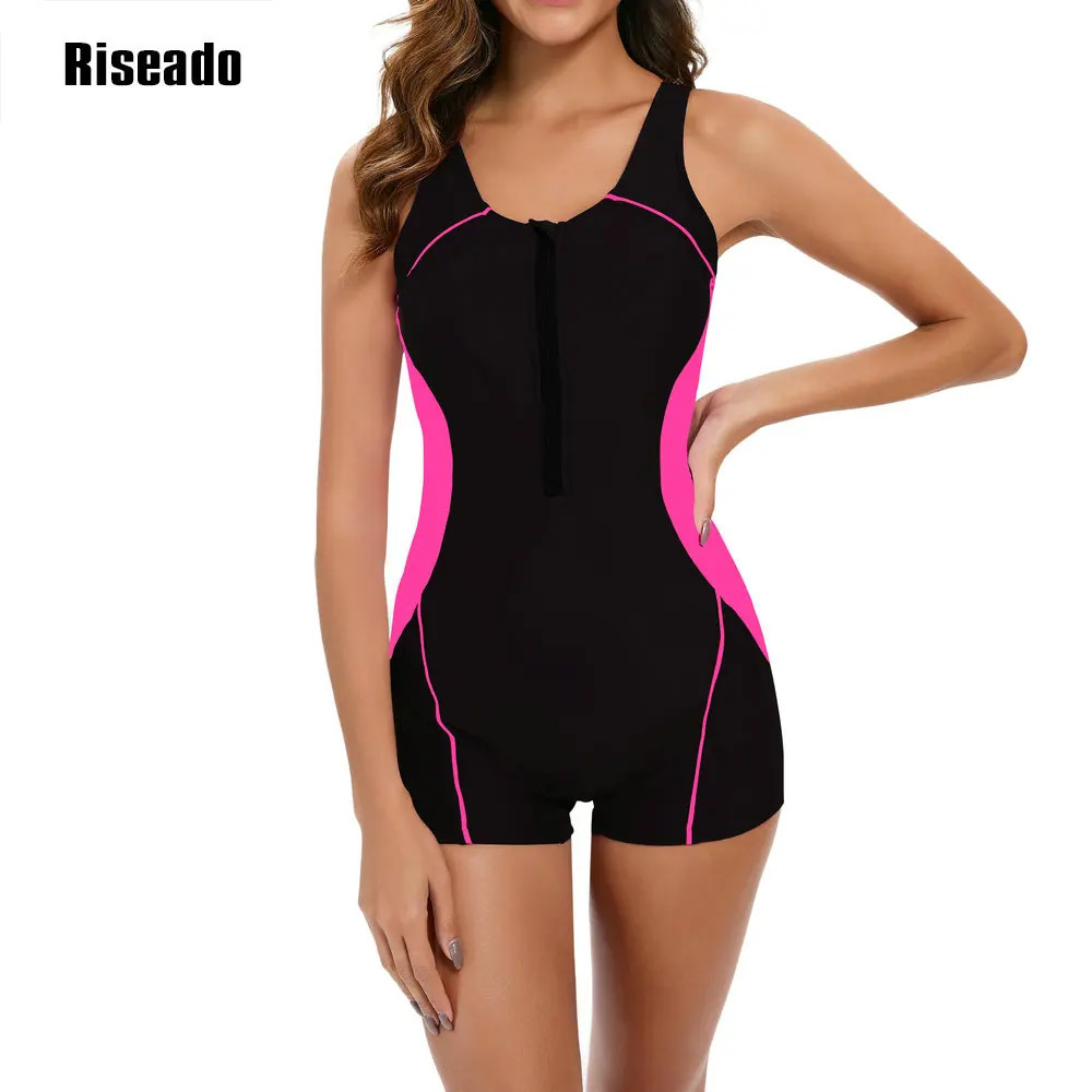 Riseado Sports Swimwear One Piece Swimsuit Sleeveless Surfing Bathing Suit Full Coverage with shorts Pool Training 250106
