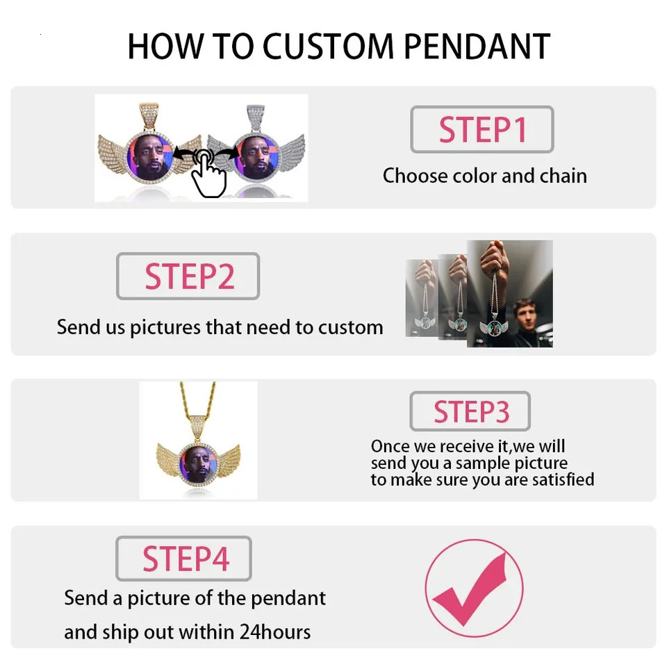 D Z Custom Made Po Rotating double-sided Medallions Pendant Micro Paved CZ Round Pendant Collier For Men Women Accessories 250107