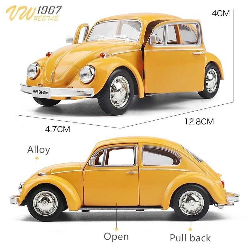 1 36 Mini 1967 Beetle ic Alloy Die Casting Metal Toy Car Model Silation Micro Scale F346 Free shipping