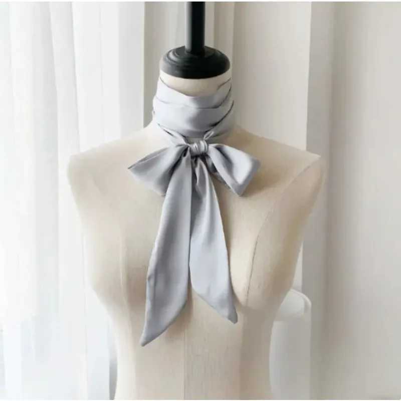 Womens long and thin hair scarf satin headband cute collar solid color fashion bag womens scarf 2024 W250107