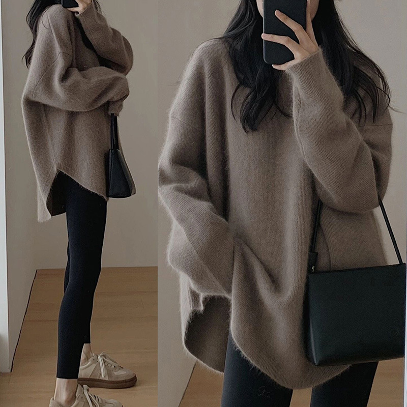 M277 Autumn and Winter New Women's Medium-Length Lazy Style High-end French-style Bottom Sweater