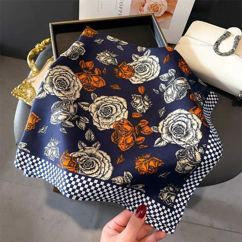 Fashion luxury brand silk shawl square scarf womens headscarf floral print scarf wrapped necklace headband W250107