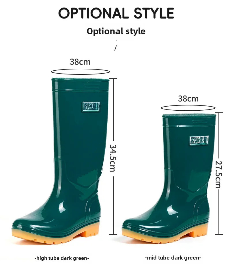Womens High-top Rain Shoes Anti-slip Waterproof Fashionable Mid-top Warm Boots Long-lasting Rubber Material Fleece Lining 250106