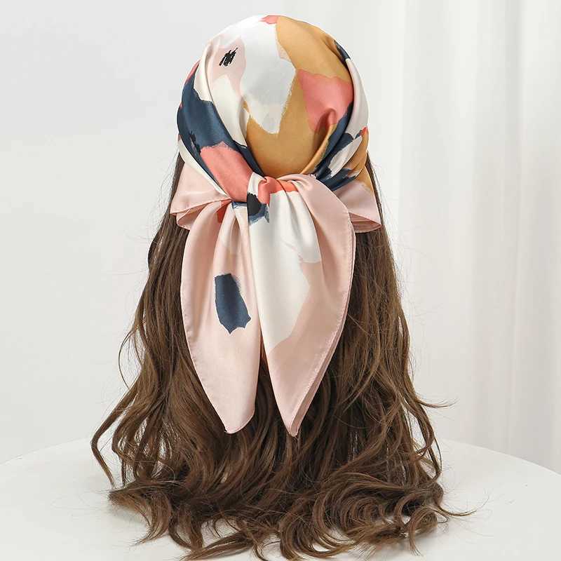 Luxury Silk Touch Square Scarf for Women 2024 Printed Satin Collar Spring Headband Foulard Bandana Echape Tie Shawl Bag W250107