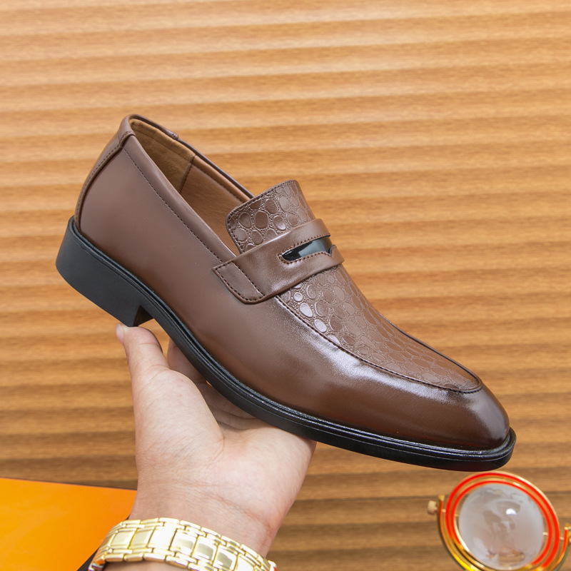 Men Dress Shoes Leather Shoes Pointed Toe New Styles Formal Wedding Shoes Triple Black Brown Blue Free shipping