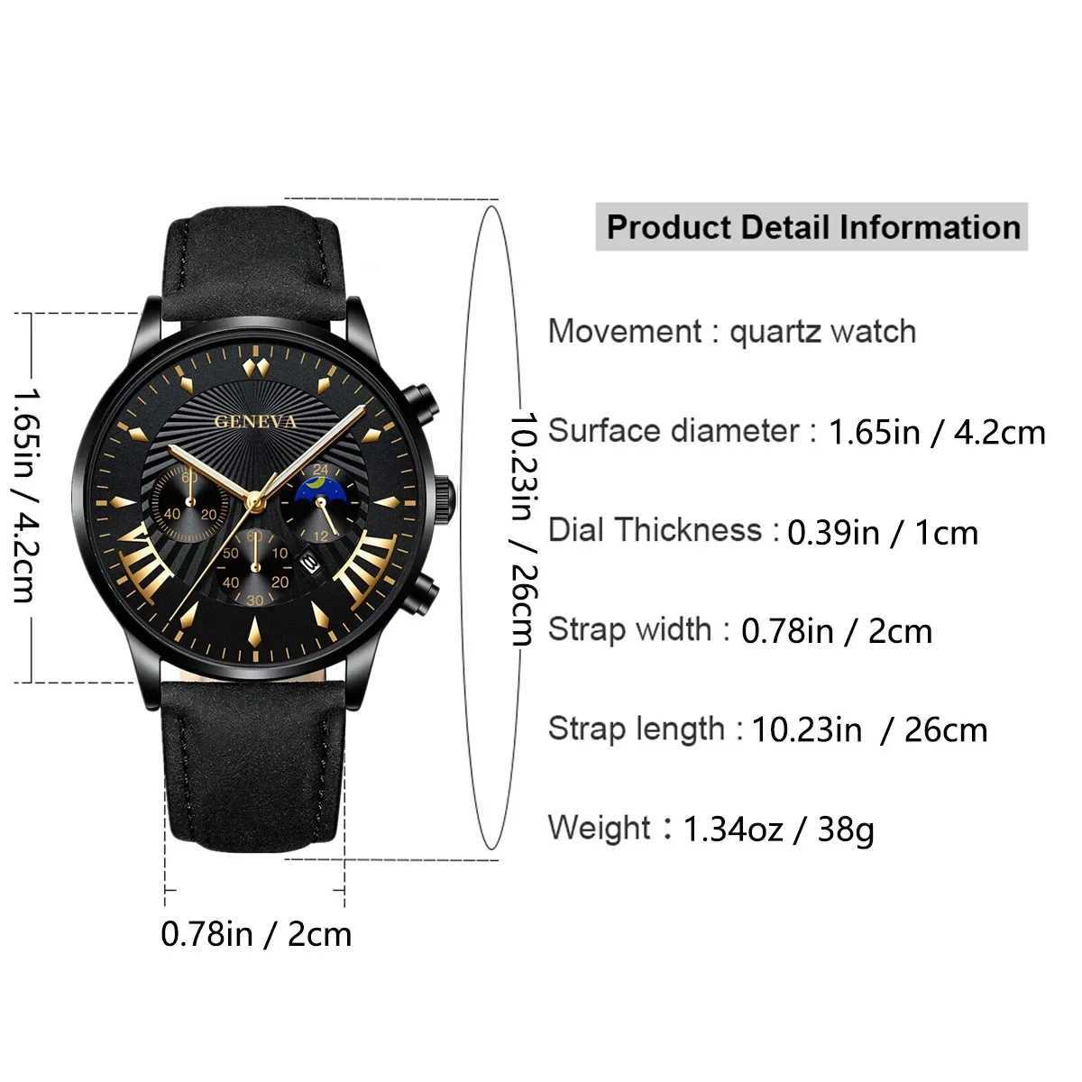 2024 Fashion Mens Sports Watches Man Business Quartz Wristwatch Luxury Black Leather Bracelet Men Casual Clock WatchX250107