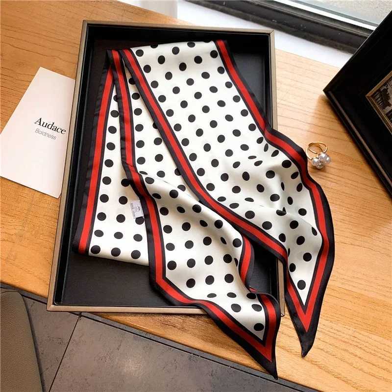 2024 Fashion Flower Printed Silk Scarf Womens Thin Neck Long Scarf Narrow Office Womens Shawl Bandanas Womens Thin Hair W250107