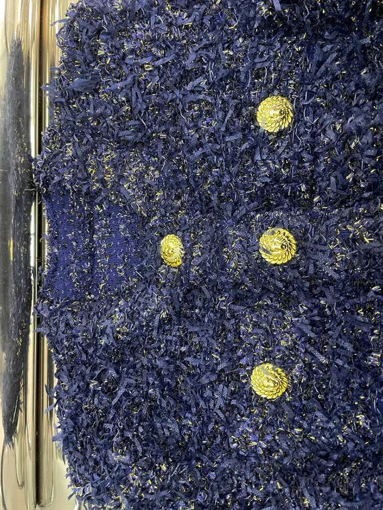 Light Temperament 24 Autumn Winter Lion Head Single Breasted Special Yarn Coarse Tweed Fashionable Slim Fit And Slimm