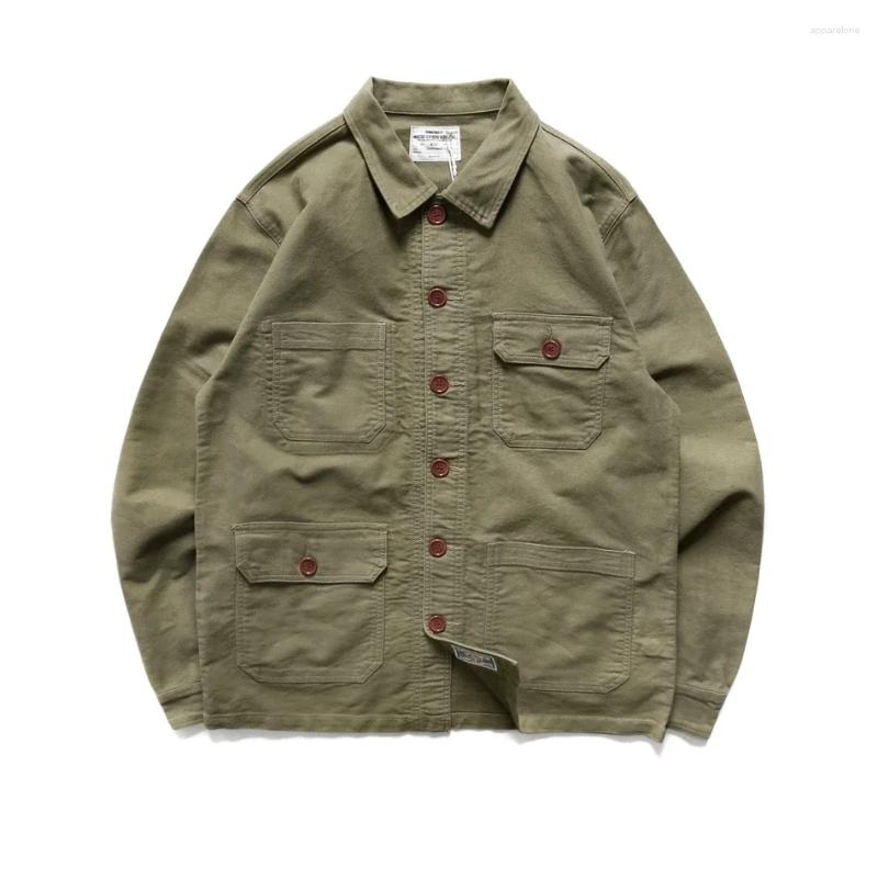 Mens Jackets Cargo Jacket Chore Utility 4 Pockets Military Tatical Workwear Vintage Casual Menswear Spring Autumn Outdoor Clothes