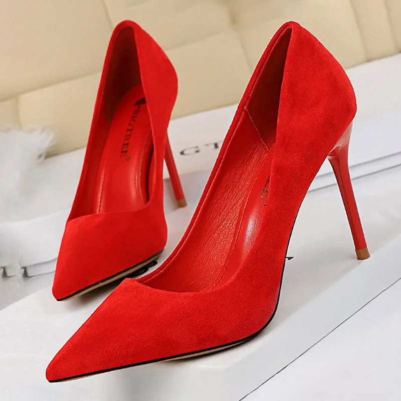 BIGTREE Shoes 2025 Women Pumps Suede High Heels Shoes Fashion Office Shoes Stiletto Party Shoes Female Comfort Women Heels 250103