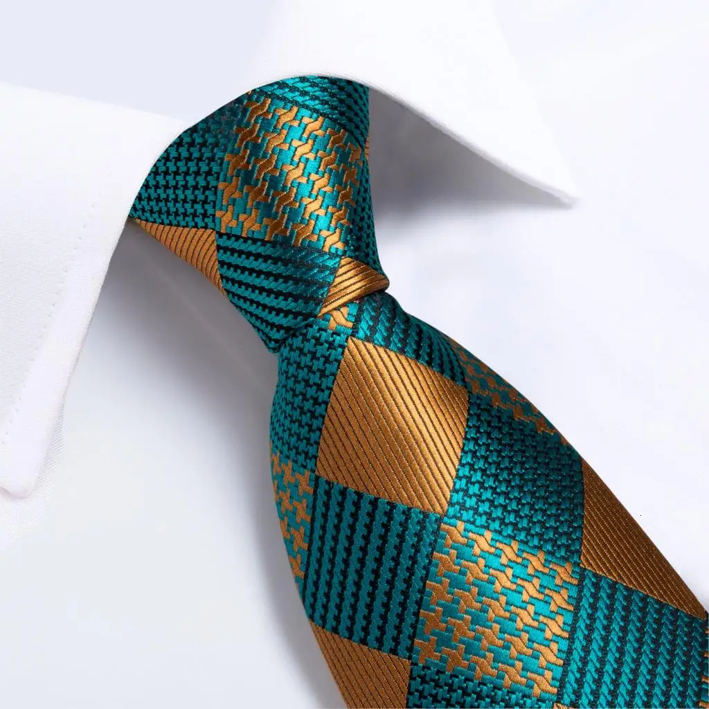 DiBanGu Green Teal Ties For Men Hanky Cufflinks Set 17 Styles Necktie For Male Business Wedding Party Mens Ties Arrival Tie 250103