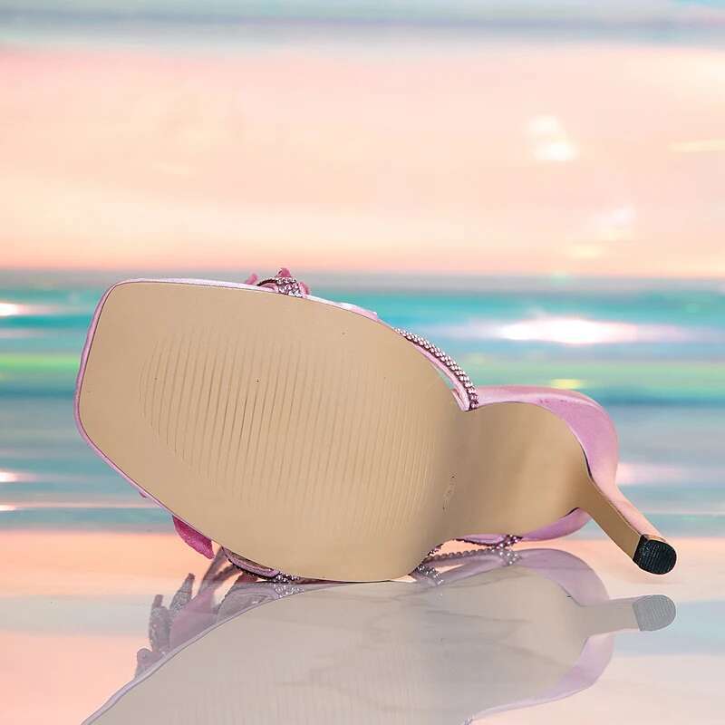 Eilyken New Design Crystal Wer Ankle Strap Women Sandals Sexy Thin High Heels Open Toe Stripper Party Ladies Shoes