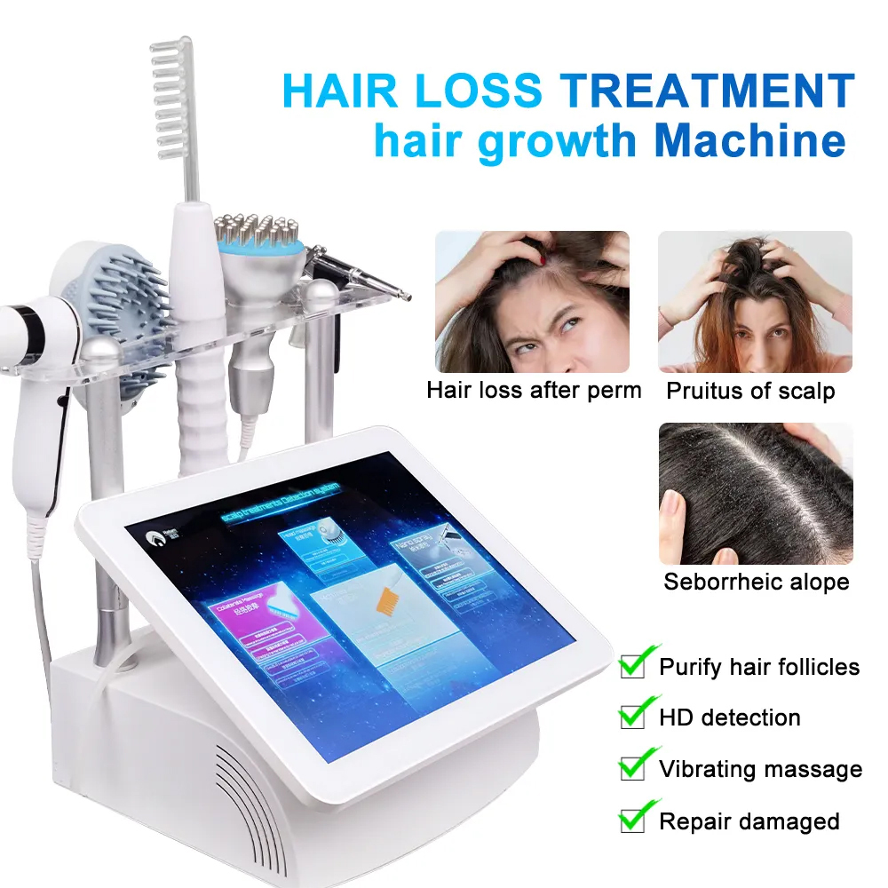 2025 Portable Hair Scalp Treatment Machine with Hair Follicle Detection Analysis Hair Regrowth Microcurrent + Vibration + Oxygen Spray Scalp Massage S