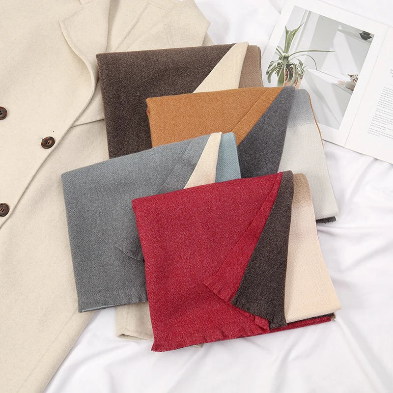 2024 Gradient Cashmere Scarf Women Tassel Ombre Shawl Winter Warm Blanket Scarves Thick Pashmina Neckscarf Female Muffler 250106