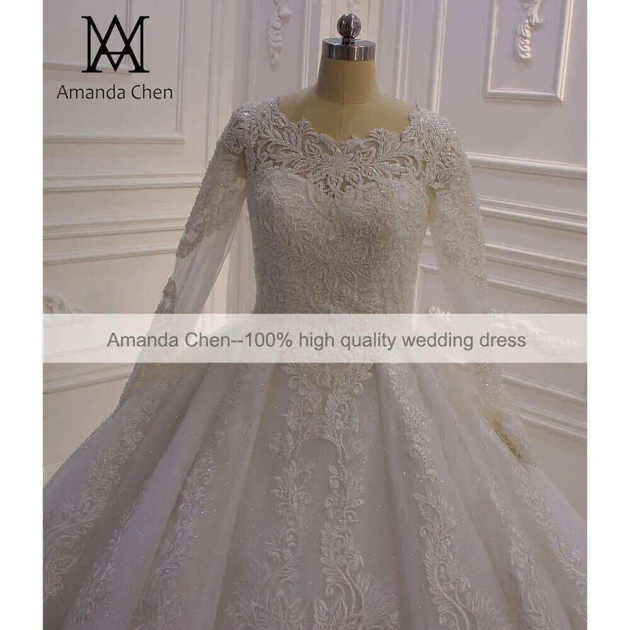 Robe De Mariee Courte O-Neck Lace Applique Wedding Dress For Muslim