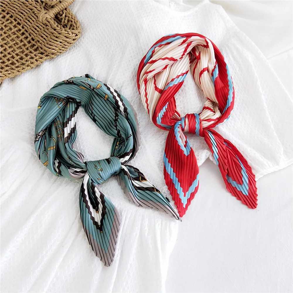 Silk scarves for women luxury women small headscarves wholesale silk scarves pleated chiffon headscarves satin headscarves W250107