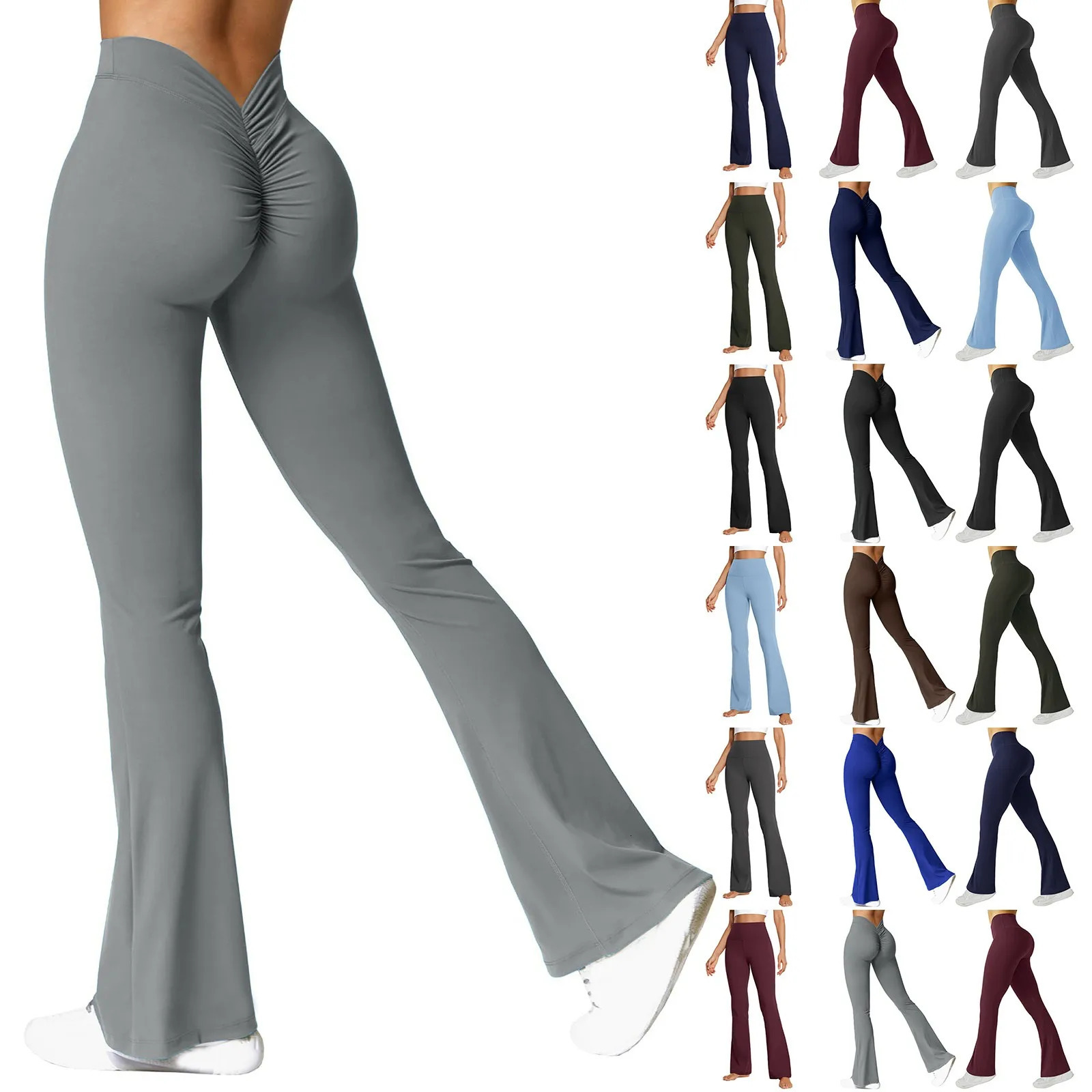 Womens Stretch Yoga Leggings Fitness Running Gym Sports Full Length Active Pants Flared Trousers Pants for Women Womes Pants 250106
