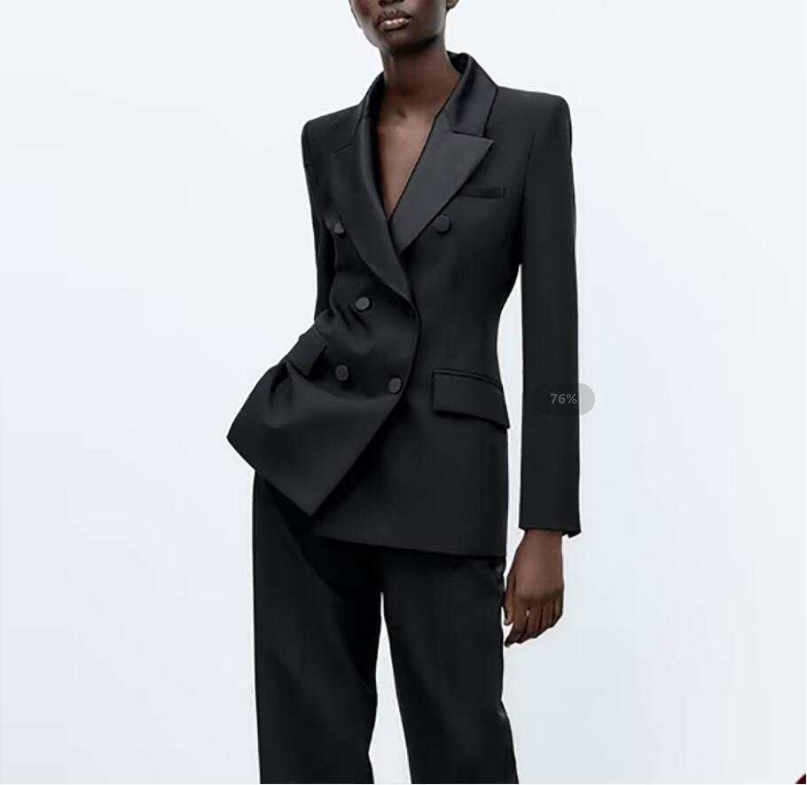 Simple Women Suits Double Breasted Peaked Lapel Mother Of The Bride Suits 2 Pieces Sets Jacket Pants Blazer Ladies Outfits Customized