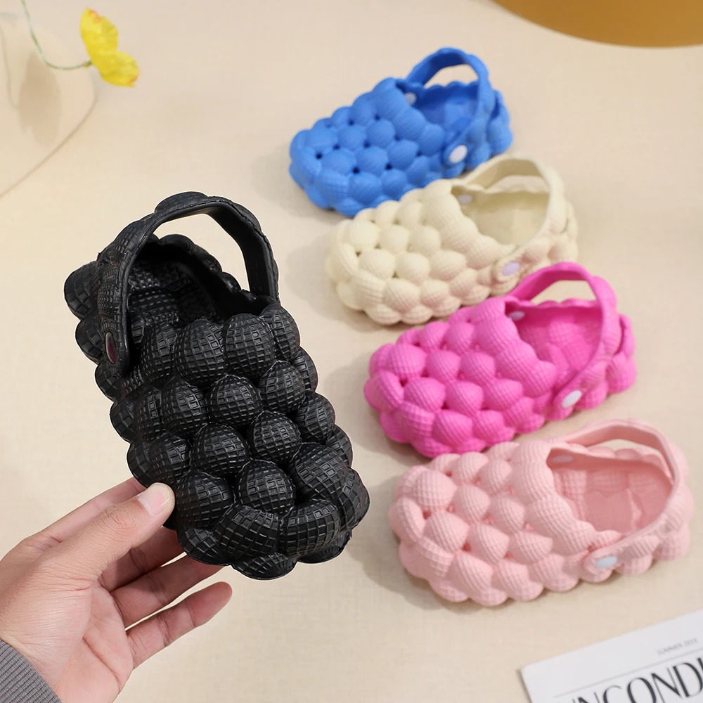 Children Kids Home Slippers Cute Bubble Ball Sandals Summer Outdoor Fashion Beach Shoes 250106