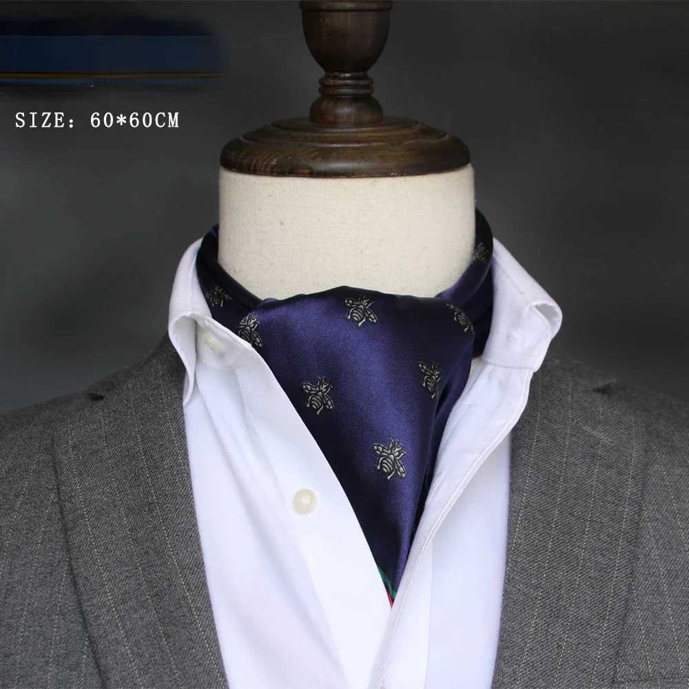 British mens silk scarf small square towel satin scarf mens scarf Korean style spring and autumn business mens scarf W250107