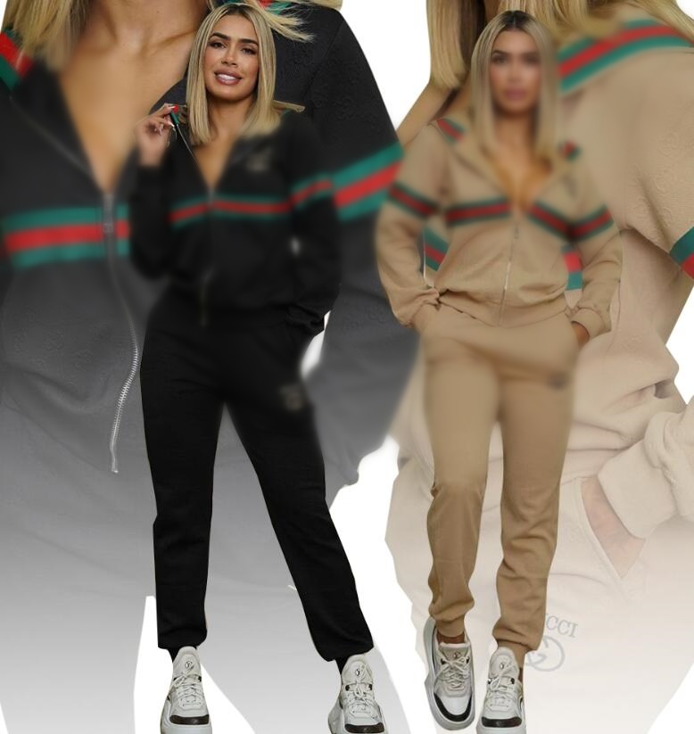 Luxury Embossing Tracksuits Jogging Suits Women Hooded Jacket and Pants Two Piece Sets Free Ship