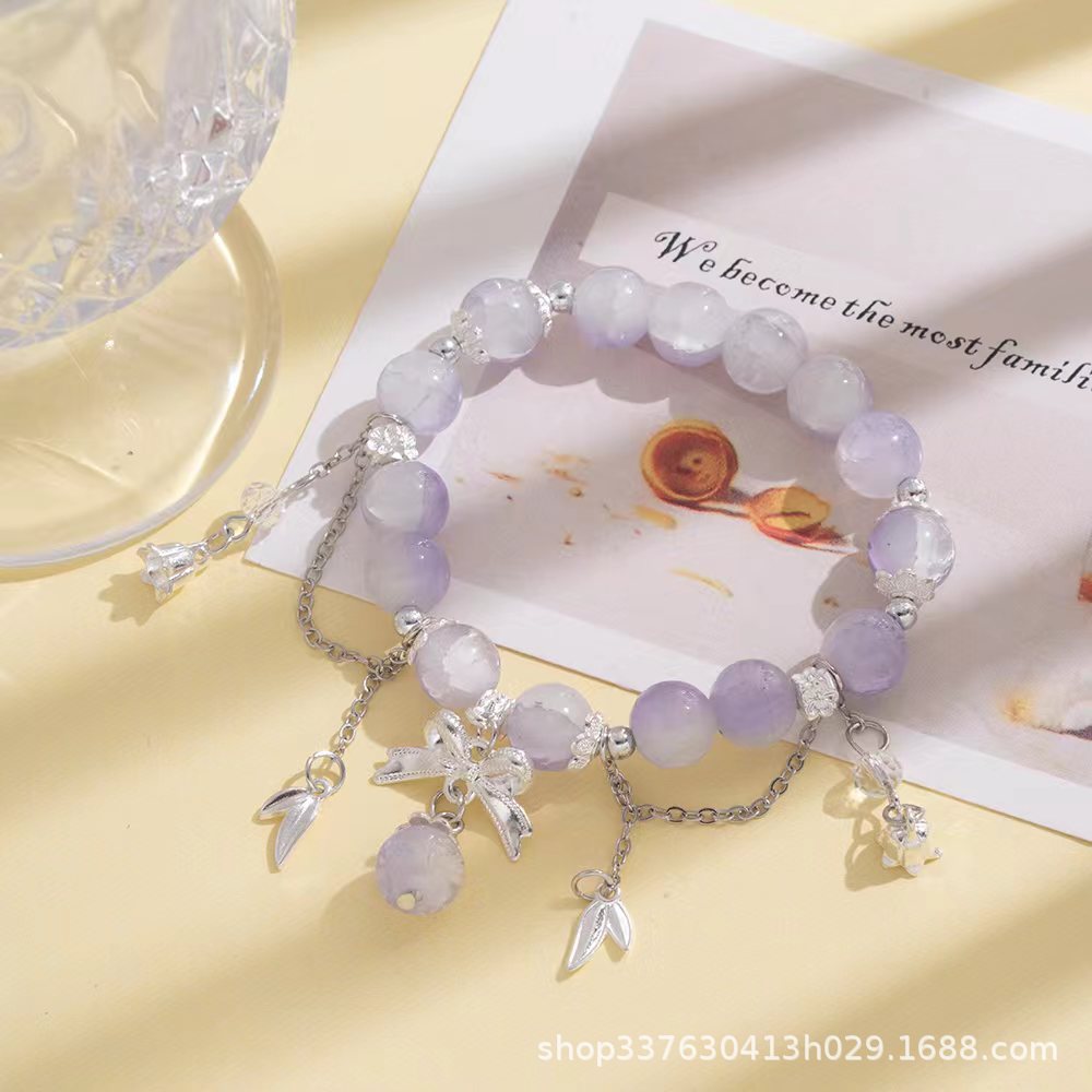 Small fresh color gradient bracelet glass bow bracelet niche design scenic spot live explosions stall jewelry wholesale Handstring