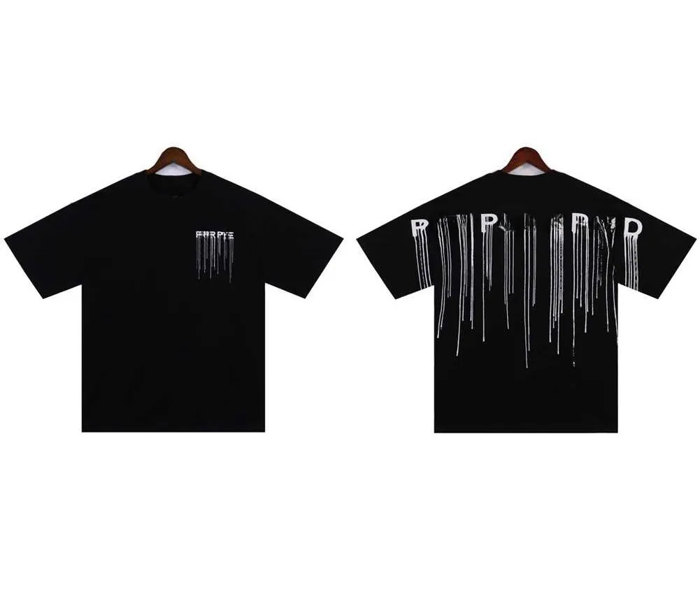 Designer Tide Mens Purple T Shirts Letter Laminated Print Short Sleeve High Street Loose Oversize Casual T-shirt 100% Pure Cotton for Men and Women Shorts Tee Jumpers