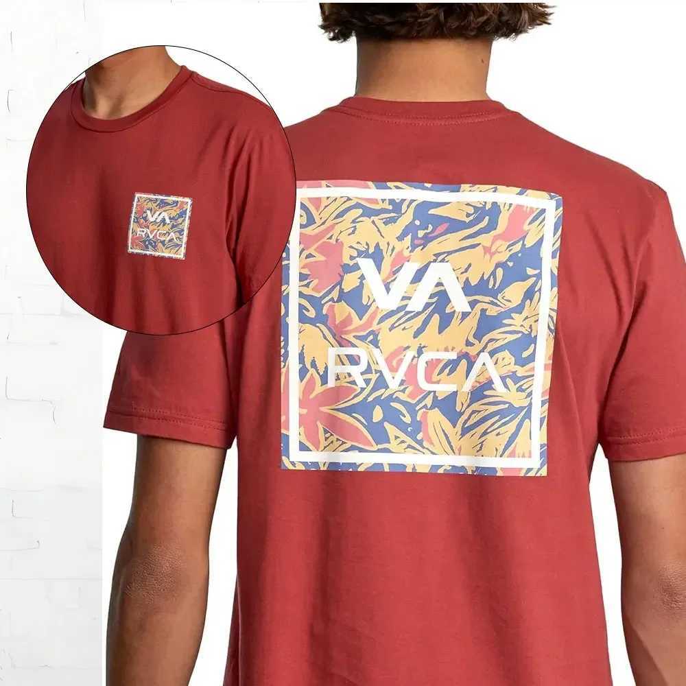 RVCA Men's Mens T-Shirts Graphic Short Sleeve Crew Collar T-Shirt Cotton Retro Strt Fashion Mens Shirt Sleeve Design Top Strtwear H