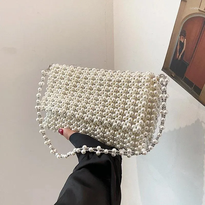 Chic Women's Crystal-Embellished Transparent Shoulder Bag with Feminine Pearl Detailing - Versatile Fashion Coin Purse & Cosmetic Case