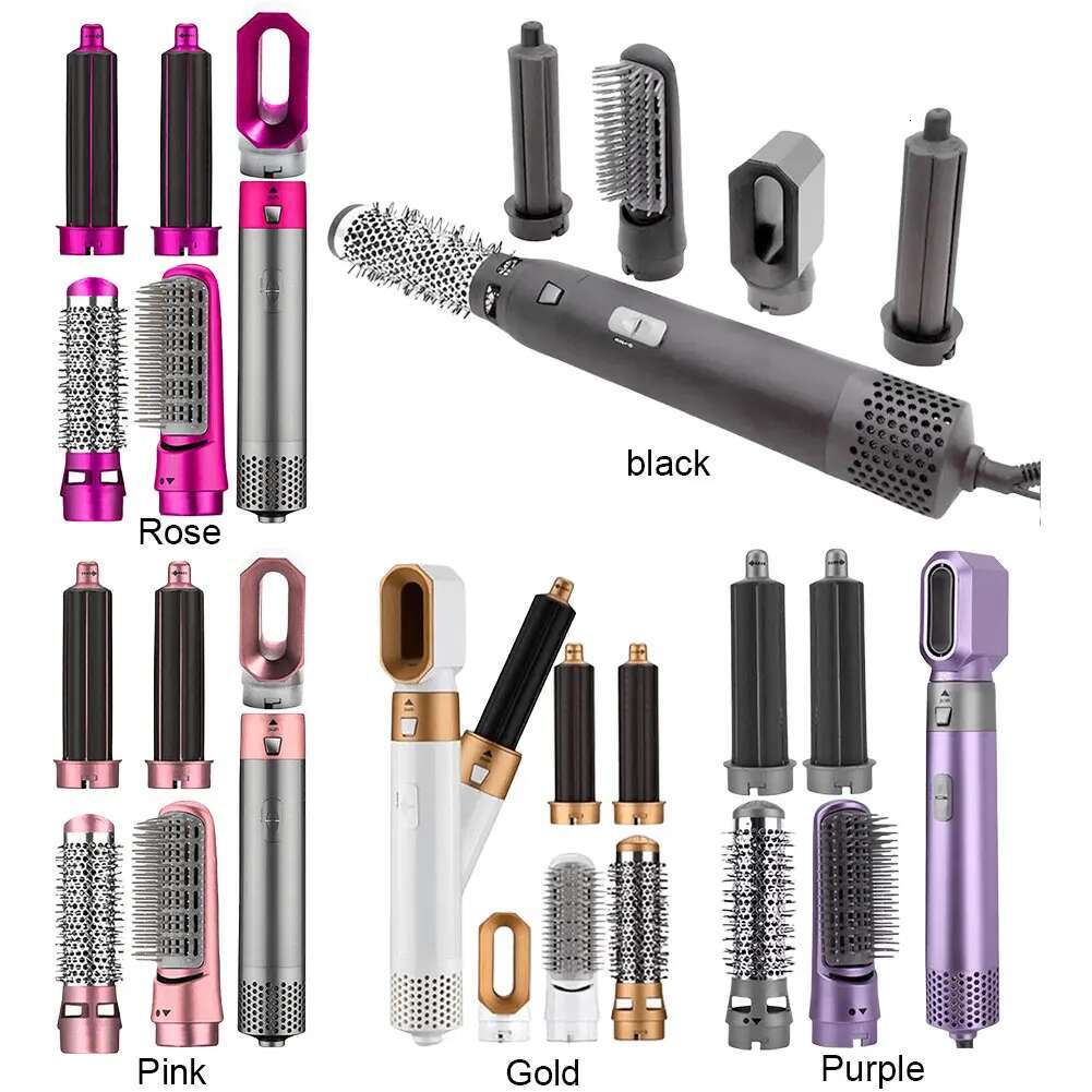 5In 1 Curler High-Speed 1000W Electric Hair Dryer Negative Lonic Detachable Styler Hot Air Brush For Straightening Curg