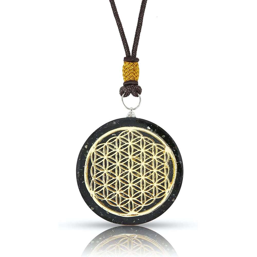 e Necklace Crystal Orgone Pendant wer of Life Design Spiritual Reiki Copper SBB Coil | 5 cm Diameter with Adjustable Neck Cord