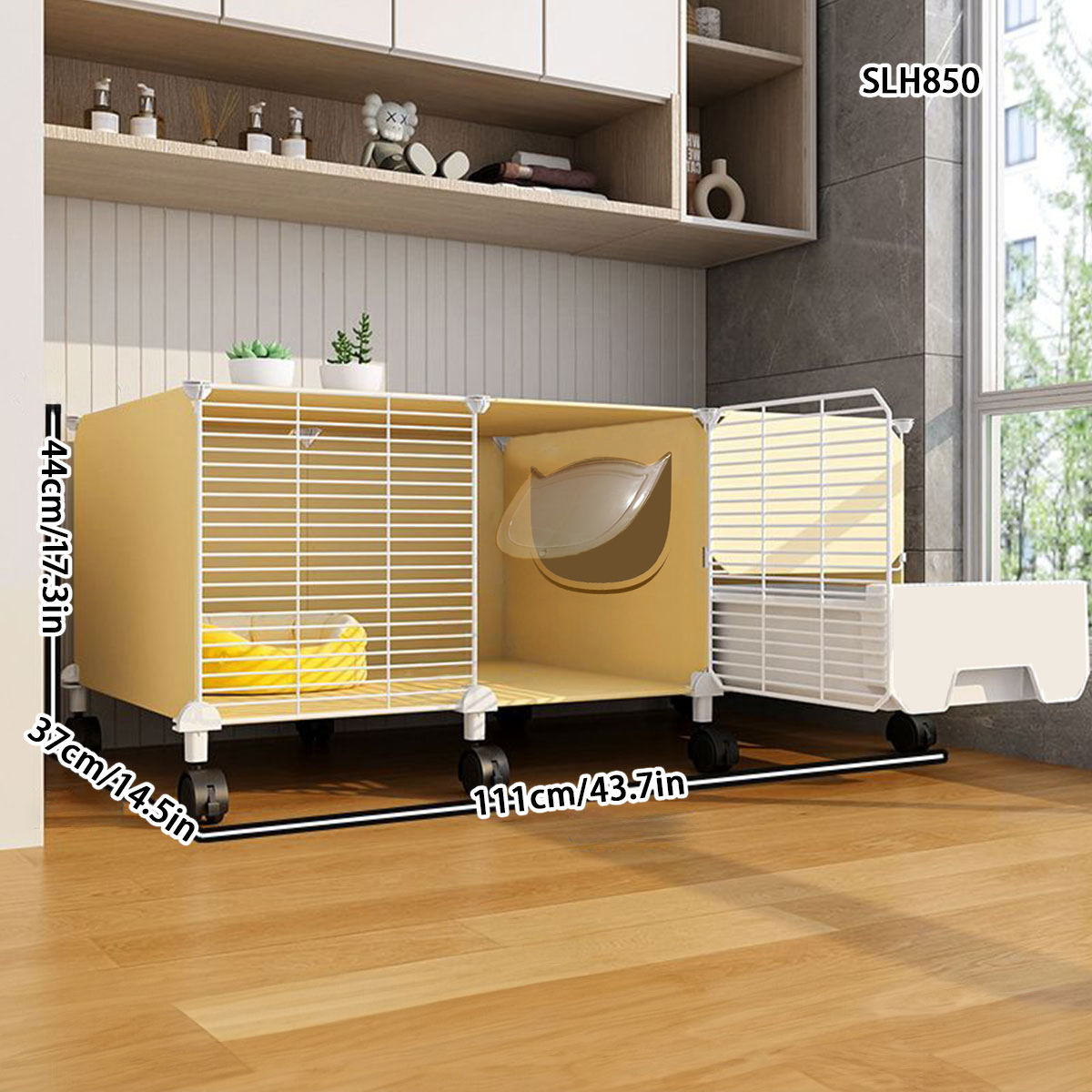 Compact Kitty Cabana with Automatic Toilet Compartment - Perfect for Domestic Cats