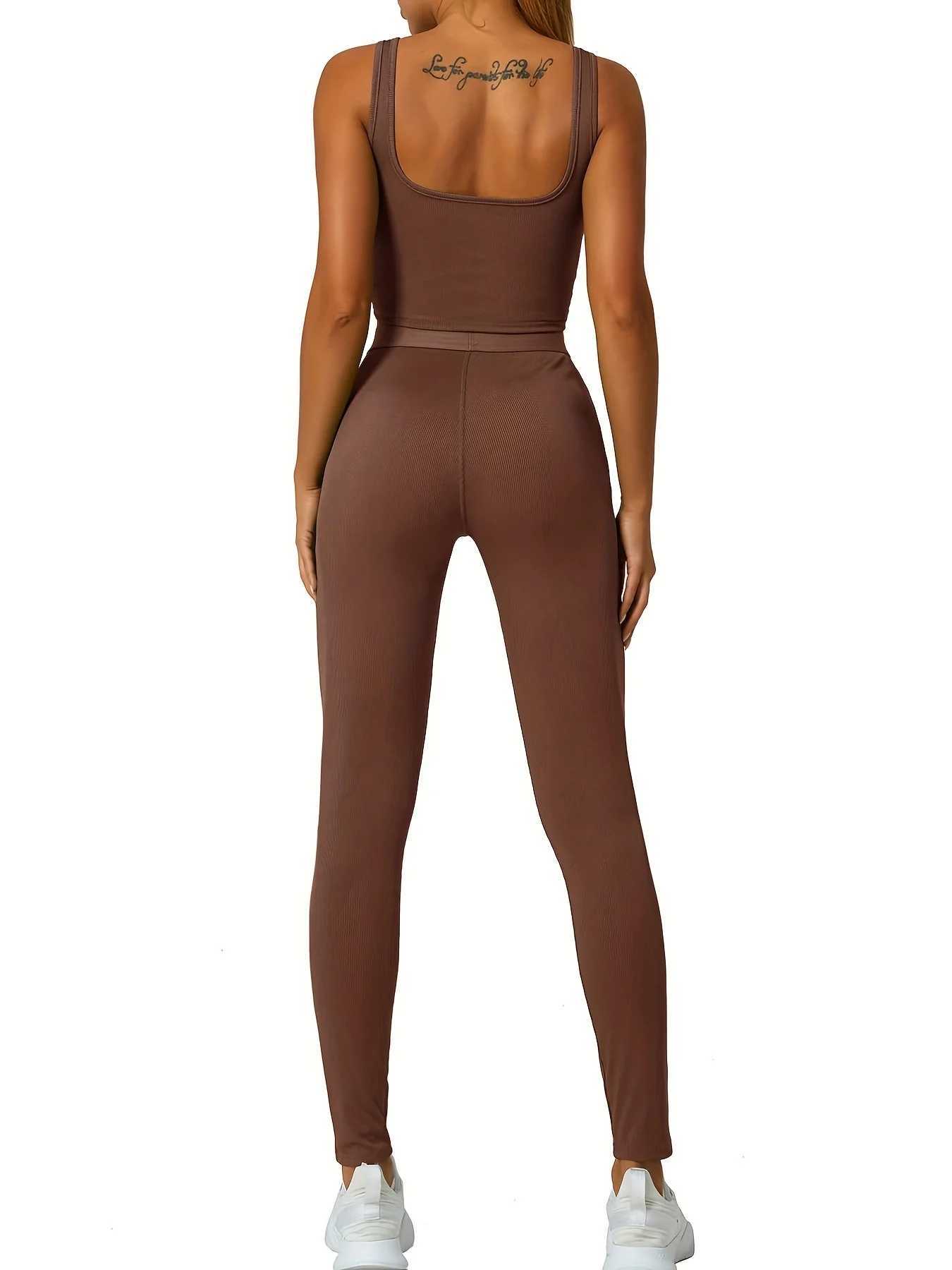 Casual Workout Short Sets 2 Piece Outfits for Women Ribbed Crop Tank Top High Waist Leggings activewearXJ250106