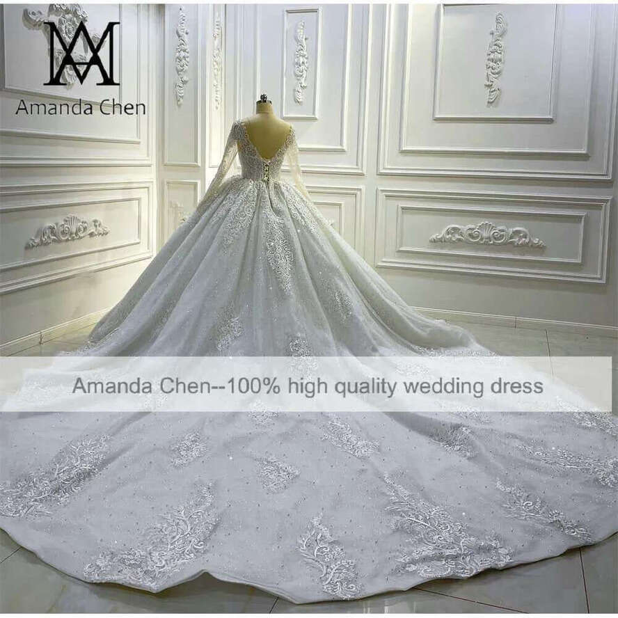 Crystal Full Sleeve Mermaid Wedding Dress