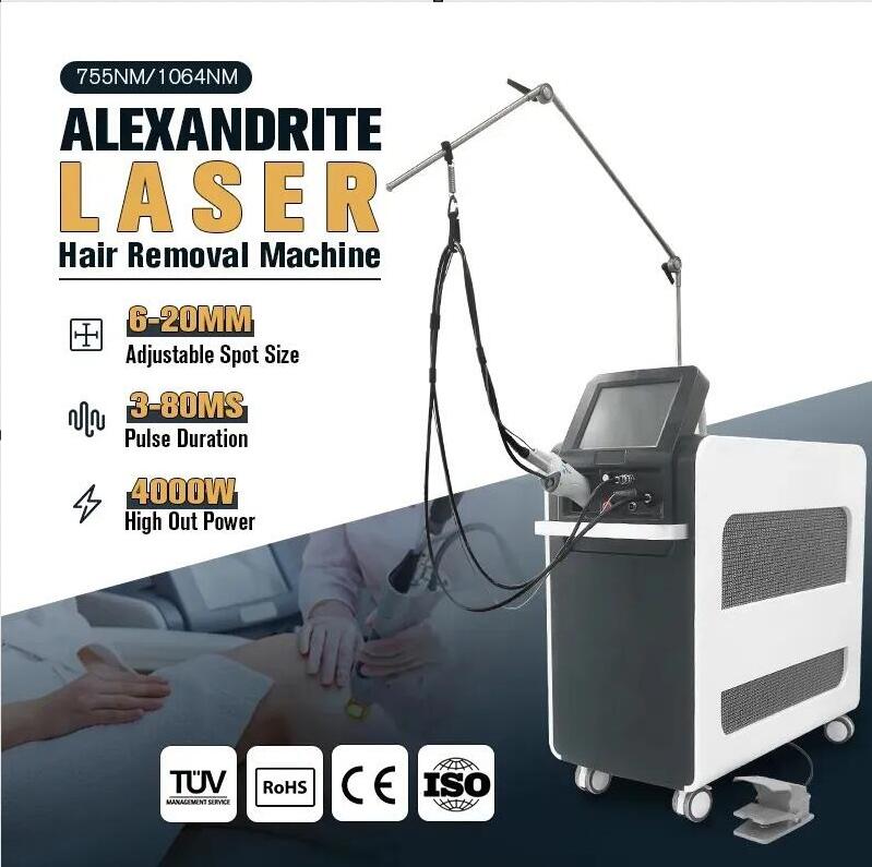 Effective Alexandrite Laser hair removal 755nm 1064nm Long Pulse Nd Yag Hair Removal Skin Rejuvenation Veins Vascular pigment removal machine 1 year w