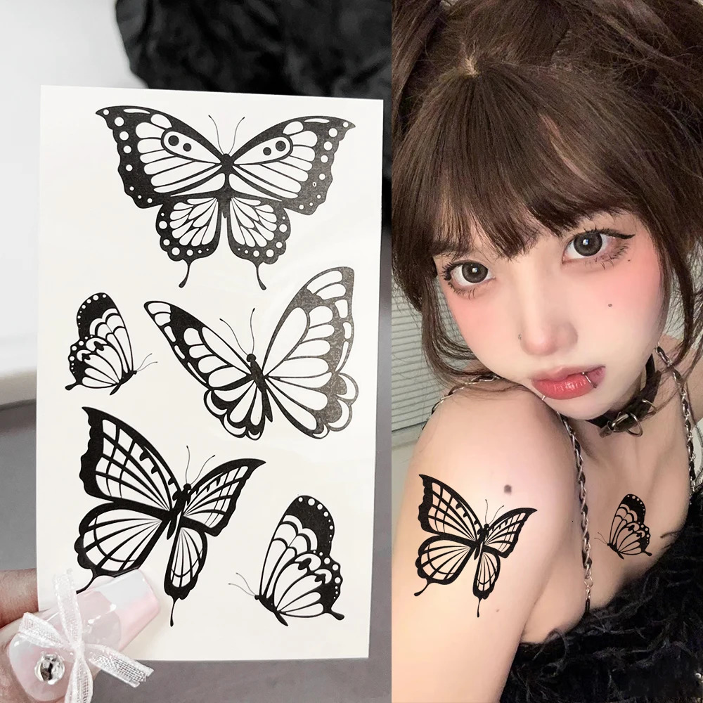 30 Sheets Butterfly Transfer Tattoos Sticker Waterproof Disposable Temporary Tattoo Women Men Hand Body Decoration 241230