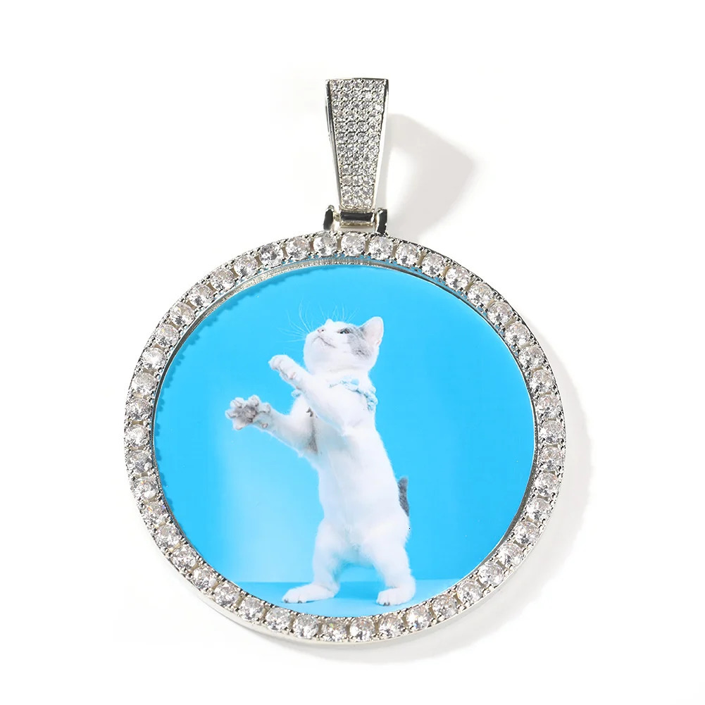 UWIN 6.8cm Oversize Large Round Custom Po Pendant Iced Out CZ Hiphop Jewelry Necklace Engrave Name Memory Gifts 250107