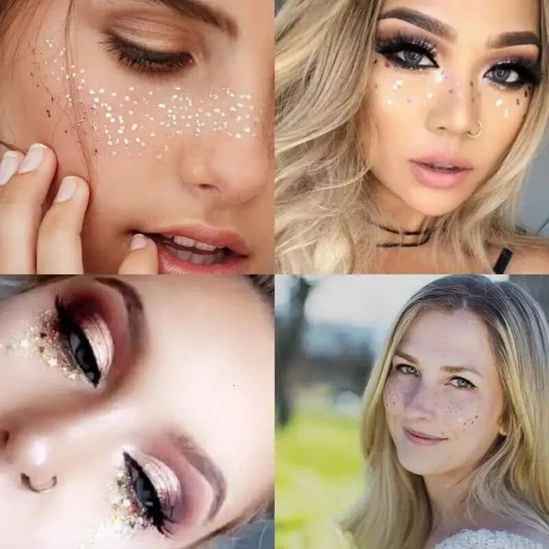 Freckles Stickers Tattoo on Face Festival Accessories Glitter Bright Art Sticker Jewels Gemsface Decoration 241230