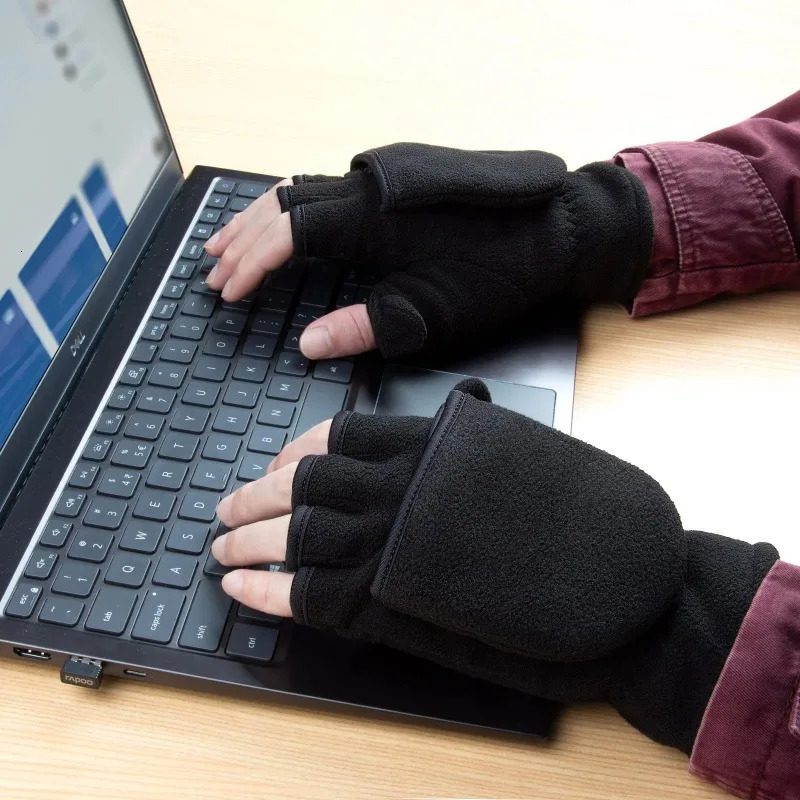 Winter Gloves Thinsulate Fingerless Convertible Ski Gloves Mittens Windproof Cycling Gloves Fleece Warm for Men Women 241218