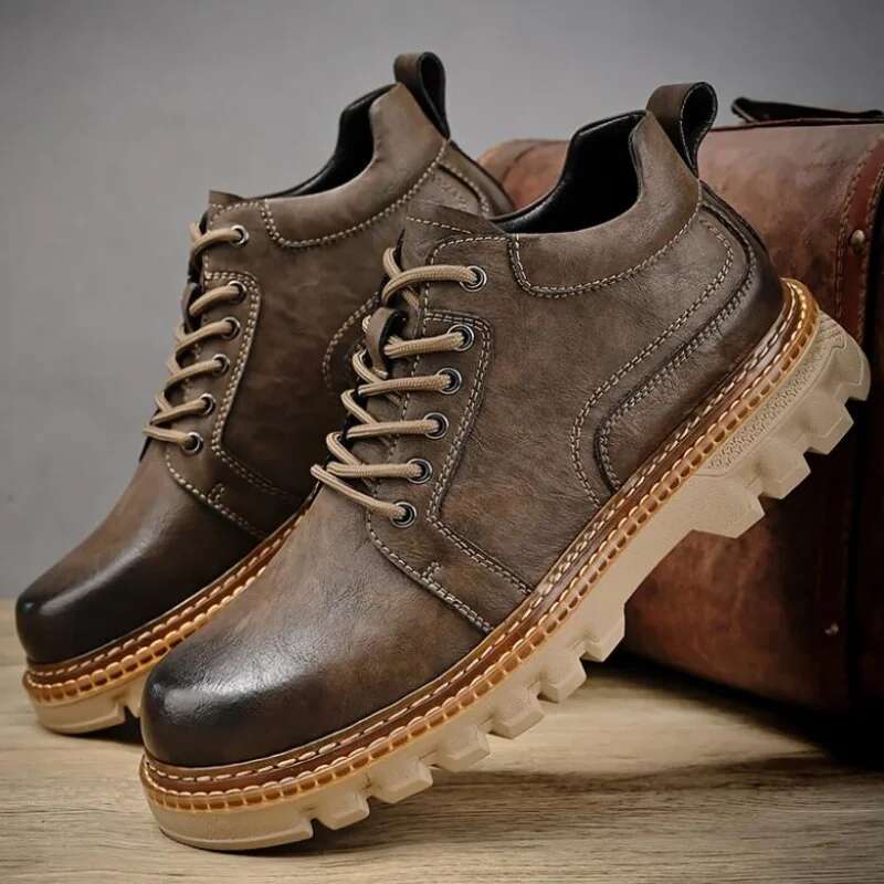 Ddmyoutdoor China Domestic New Genuine Men Cow Leather Upper Durable Sole Lace Up Autumn Winter Boots Daily Leisure Outdoor Shoes For Man