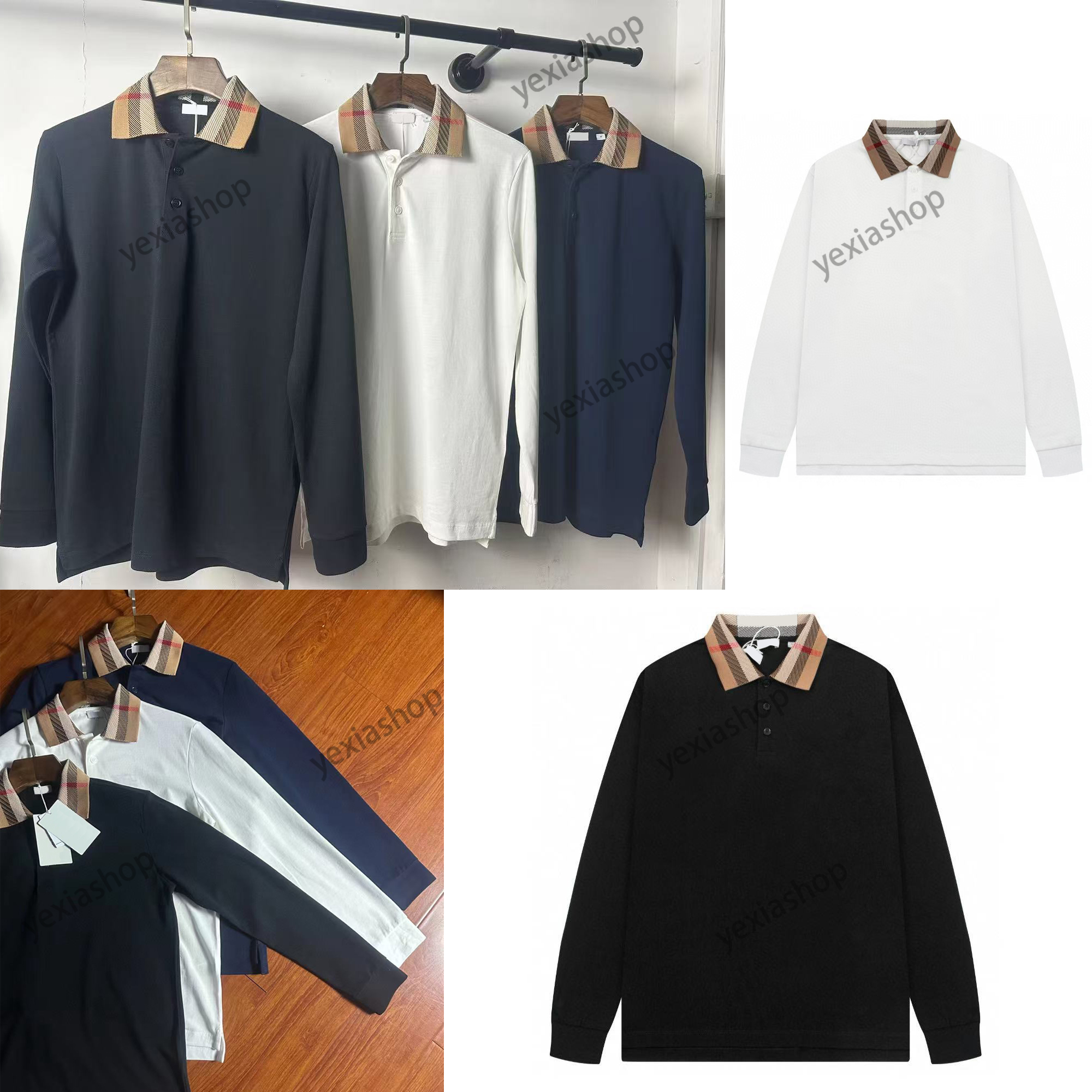 Mens Polo Shirt Fashion Men's T-shirt Luxury Long-sleeved Polo Shirt Collar Breathable Top Summer Business Shirt Asian size M--XXL